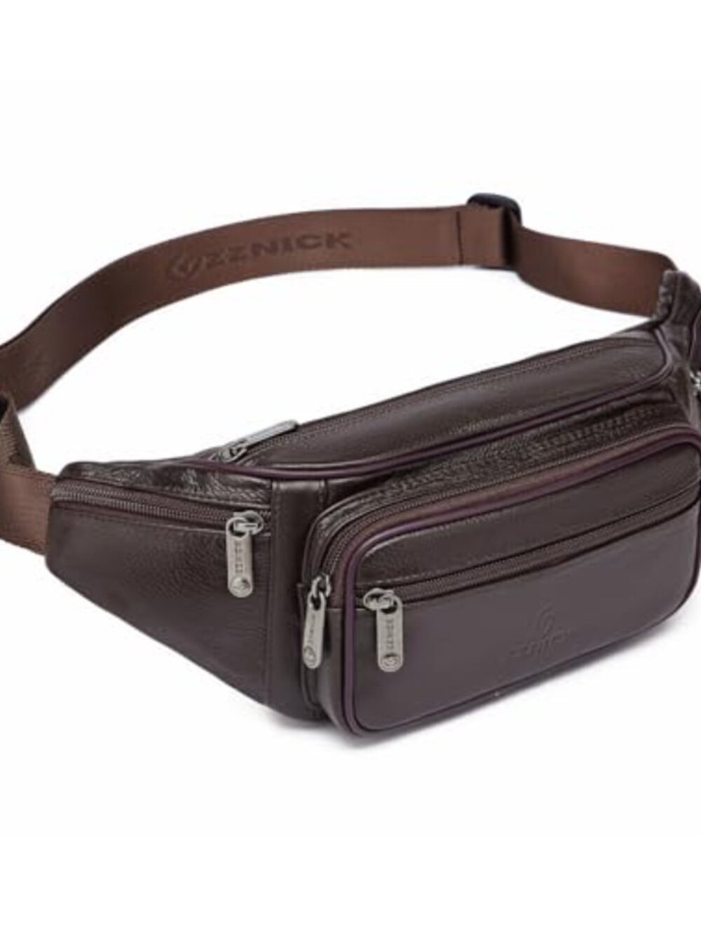 Genuine Leather Waist Pack with Adjustable Belt, Multiple Pockets